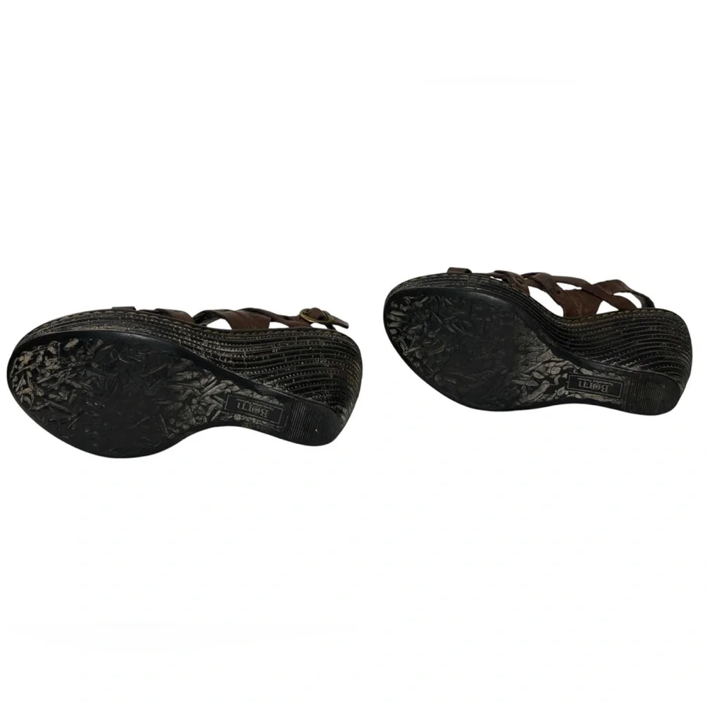Born Genesis Leather High Heel Wedge Sandals Espresso Brown Women’s Size 7